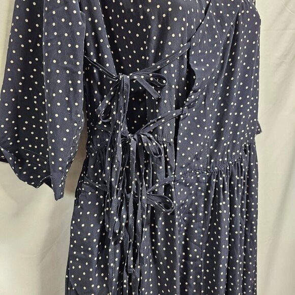 Beams Boy Polka Dot Fit and Flare Wrap Tie Dress Women One Size Blue - Picture 11 of 12